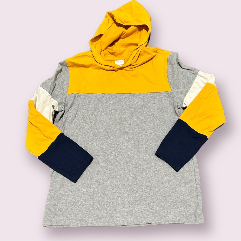 EUC Hanna Andersson Colorblock Hooded Long Sleeve Tee - Size 10/140cm